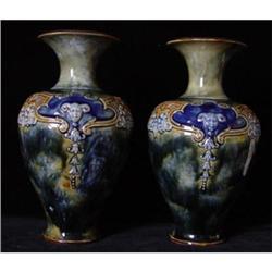 Pair Royal Doulton 1920 Signed C Abbot Vases #849581