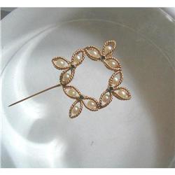 VINTAGE "Floating Pearl"-14K & SAPPHIRE PIN #849641
