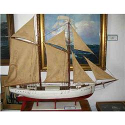 Antique 1900 English Pond Yacht Ship Model #849818