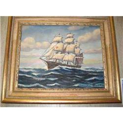 Vintage Clipper Ship Miniature Painting Listed #849826