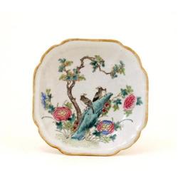 Old 1930s Chinese Famille Rose Plate Eagle Mk #849877