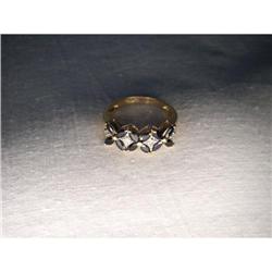 Estate 14K YG Gold Sapphire Diamond Floral Band #856054