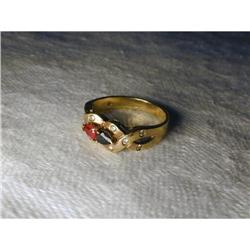 Estate 14K YG Gold Ruby Sapphire Diamond Ring #856057