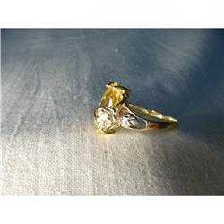 14K Two-Tone 2-Tone Gold Citrine Diamond Ring #856067