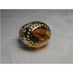 Estate 14K YG Gold Filigree Huge Citrine Ring #856068
