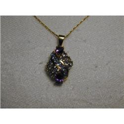 Estate 14K YG Tanzanite Amethyst Pendant Slide #856181