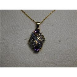 Estate 14K YG Tanzanite Amethyst Pendant Slide #856181