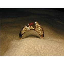 Rare Estate 14K WG Gold Diamond Pave Ruby Band #856186