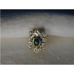 Rare Estate 18K Platinum Emerald Diamond Ring #856217