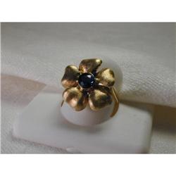 Estate 14K YG Gold Tanzanite Flower Rose Ring #856227