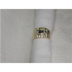 Estate 14K Diamond Cabochon Sapphire Band Ring #856236