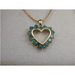 Lovely Estate 10K14K YG Emerald Heart Pendant #856241