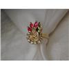 Image 1 : Estate 14K Ruby Diamond Filigree Flower Ring #856250