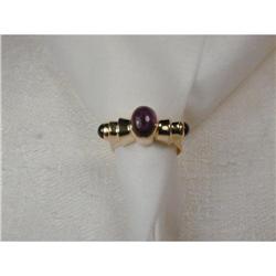 Estate 14K Cabochon Amethyst Garnet Ring Band #856251