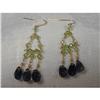 Image 1 : 14K YG Gold Smokey Quartz Peridot Drop Earrings #856261