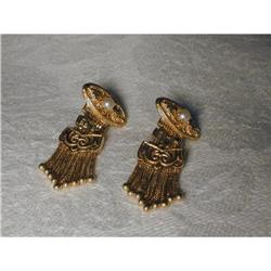 Victorian 14K YG Cultured Pearl Drop Earrings #856264
