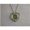 Image 1 : 14K WG Gold Peridot Diamond Pendant Necklace #856275