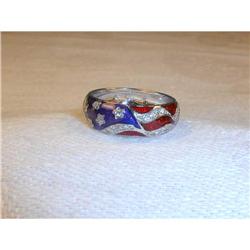 18K Hidalgo American Flag Diamond Ring Band #856278