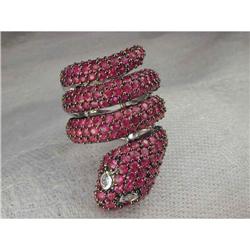Rare 14K WG Gold Diamond Ruby Cobra Snake Ring #856284