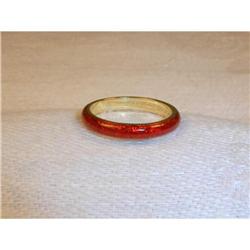 18K Hidalgo Textured Insert Red Enamel Ring #856286