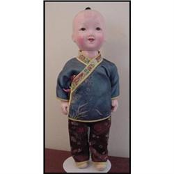Doll Chinese BOY Painted Features Cloth Body #856358