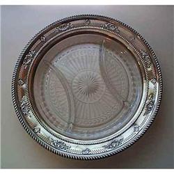  HIGHLY DETAILED STERLING/ CRYSTAL DIVIDED DISH #856462