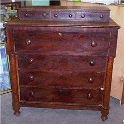 Antique Walnut High Chest with Three Drawer Top #856464