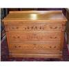 Image 1 : Three Drawer Oak Dresser with Carved Designs #856465