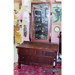 Antique Dresser with Tall Beveled Mirror #856468