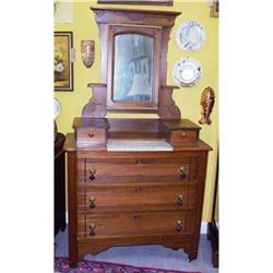 Gentleman's Bureau with Marble Top and Mirror #856470