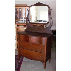 Dark Stained Dresser With Mirror #856472