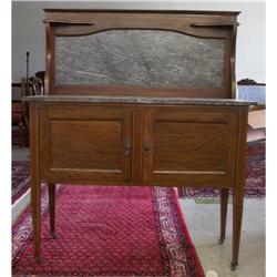 Antique Marble Top Wash Stand with Inlaid Wood #856474