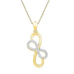 Diamond Linked Double Infinity Pendant 1/6 Cttw 10kt Yellow Gold