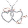 Image 1 : Diamond Angel Devil Heart Pendant 1/20 Cttw 14kt Two-tone Gold