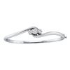 Image 1 : Diamond Triple Flower Cluster Bangle Bracelet 1/2 Cttw 14kt White Gold