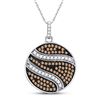 Image 1 : Round Brown Diamond Circle Cluster Pendant 3/4 Cttw 10kt White Gold