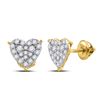 Image 1 : Diamond Heart Cluster Stud Earrings 1/2 Cttw 10kt Yellow Gold