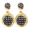 Image 1 : Round Brown Diamond Dangle Earrings 1/4 Cttw 10kt Yellow Gold