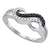 Round Black Color Enhanced Diamond Infinity Ring 1/6 Cttw 10kt White Gold