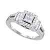 Diamond Halo Bridal Wedding Engagement Ring 1/2 Cttw 10kt White Gold