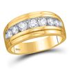 Image 1 : Mens Diamond Wedding Channel-Set Band Ring 7/8 Cttw 10kt Yellow Gold
