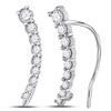 Image 1 : Diamond Graduated Journey Climber Earrings 1/4 Cttw 10kt White Gold
