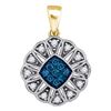 Image 1 : Round Blue Color Enhanced Diamond Fashion Pendant 1/5 Cttw 10kt Yellow Gold