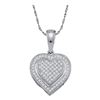 Image 1 : Diamond Layered Heart Cluster Pendant 1/6 Cttw 10kt White Gold
