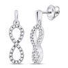 Image 1 : Diamond Infinity Dangle Earrings 1/4 Cttw 10kt White Gold