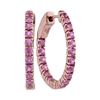 Image 1 : Round Pink Sapphire Hoop Earrings 1-1/4 Cttw 14kt Rose Gold