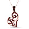 Image 1 : Round Red Color Enhanced Diamond Heart Pendant 1/6 Cttw 10kt Rose Gold