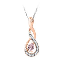 Round Lab-Created Morganite Teardrop Pendant 1/3 Cttw 10kt Rose Gold