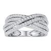 Image 1 : Diamond Crossover Five Row Band Ring 5/8 Cttw 10kt White Gold