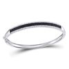 Image 1 : Round Black Color Enhanced Diamond Bangle Bracelet 1-3/8 Cttw 14kt White Gold